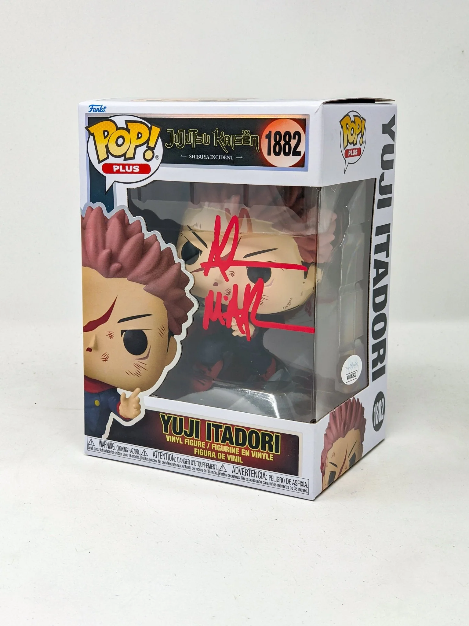 Adam McArthur Jujutsu Kaisen Yuji Itadori #1882 Signed Funko Pop JSA Certified Autograph