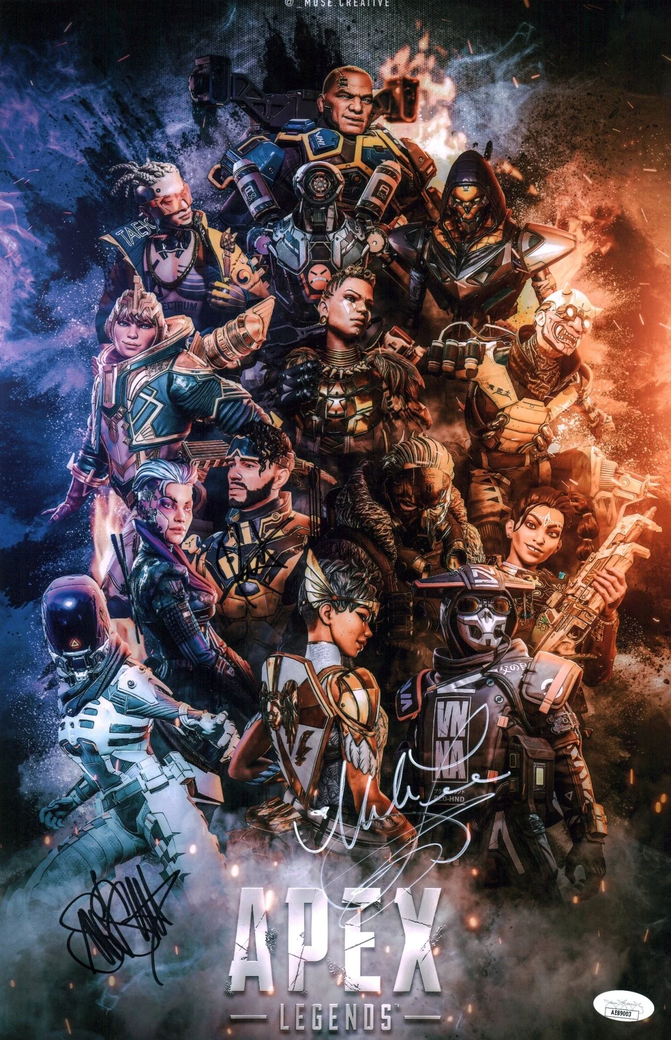 Apex Legends 11x17 Photo Poster Cast x3 Signed Lee, Smith, Vansanten JSA Certified Autograph