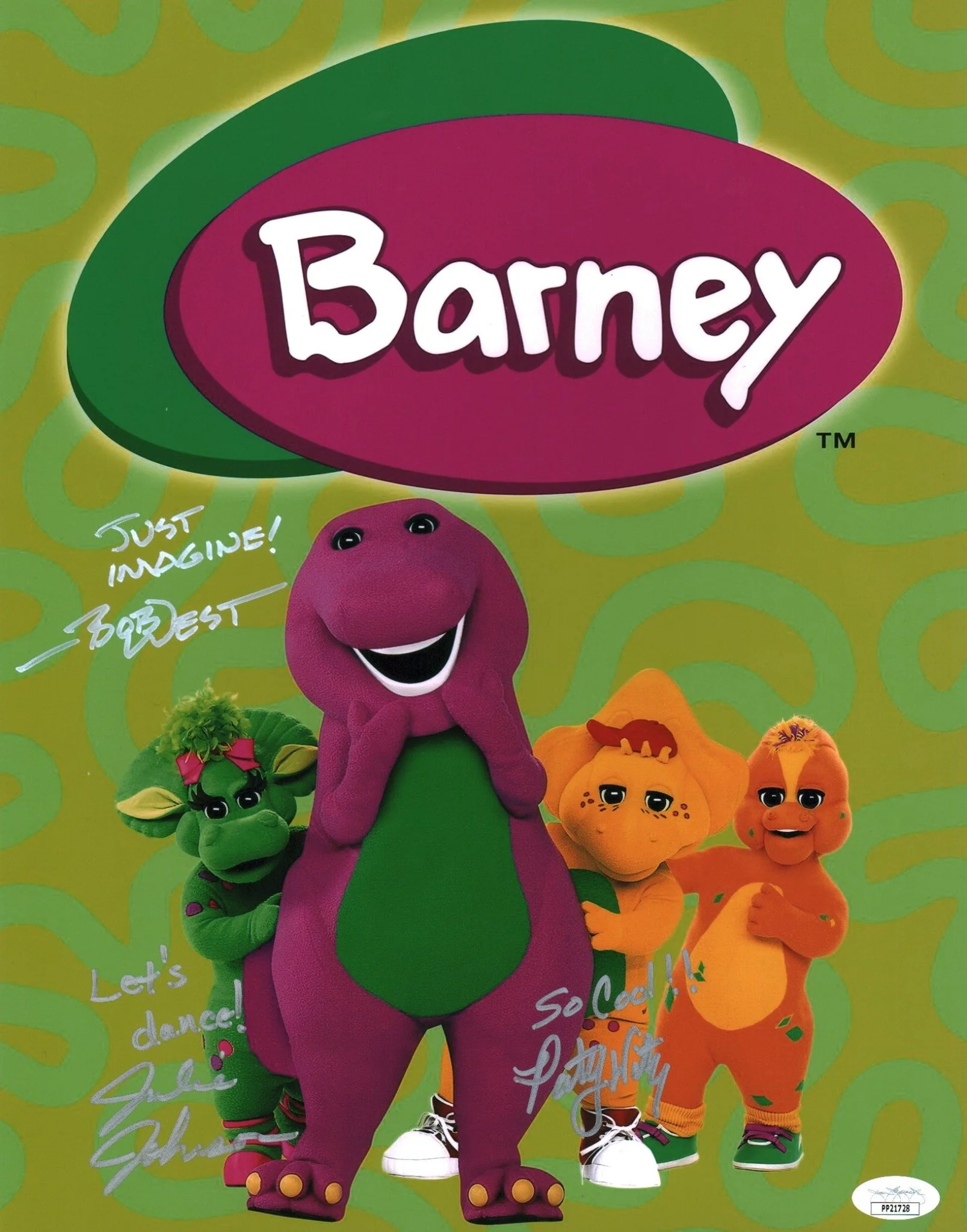 Barney 11x14 Signed x3 Cast Photo Poster West Johnson Wirtz Autograph JSA Certified Autograph