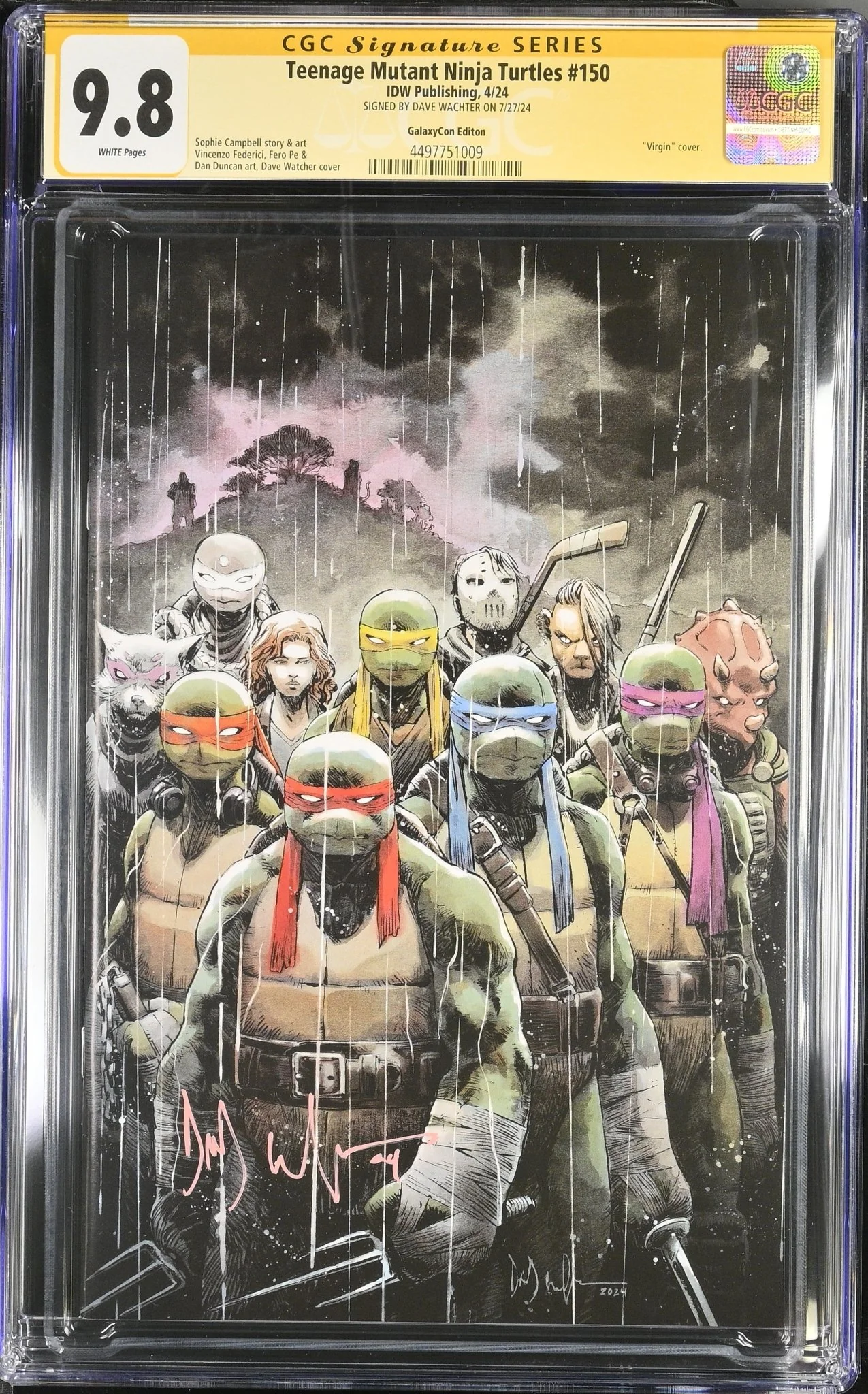 Teenage Mutant Ninja Turtles #150 GalaxyCon Exclusive Virgin Variant CGC Signature Series 9.8 Signed Dave Wachter - Image 12