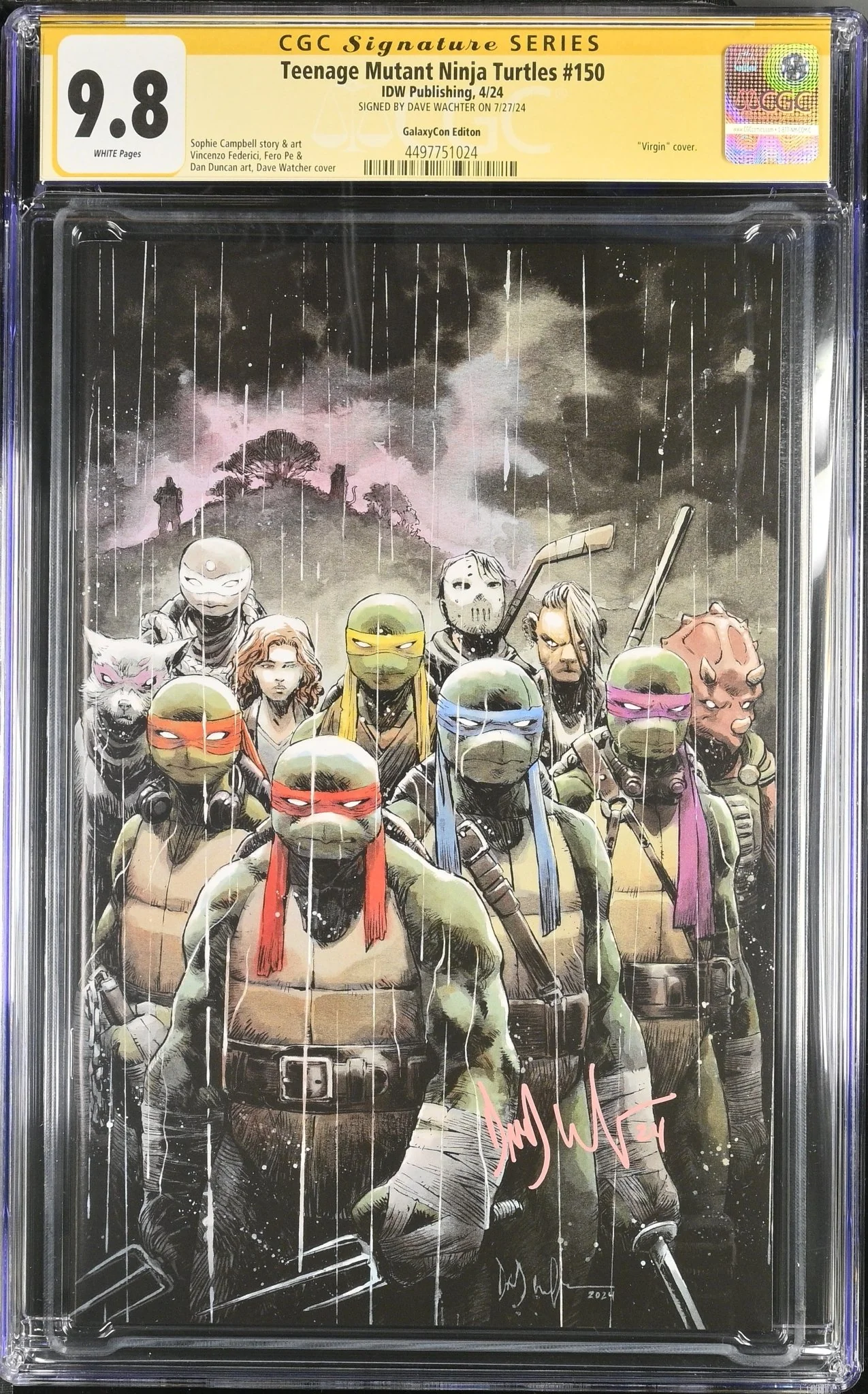 Teenage Mutant Ninja Turtles #150 GalaxyCon Exclusive Virgin Variant CGC Signature Series 9.8 Signed Dave Wachter - Image 6