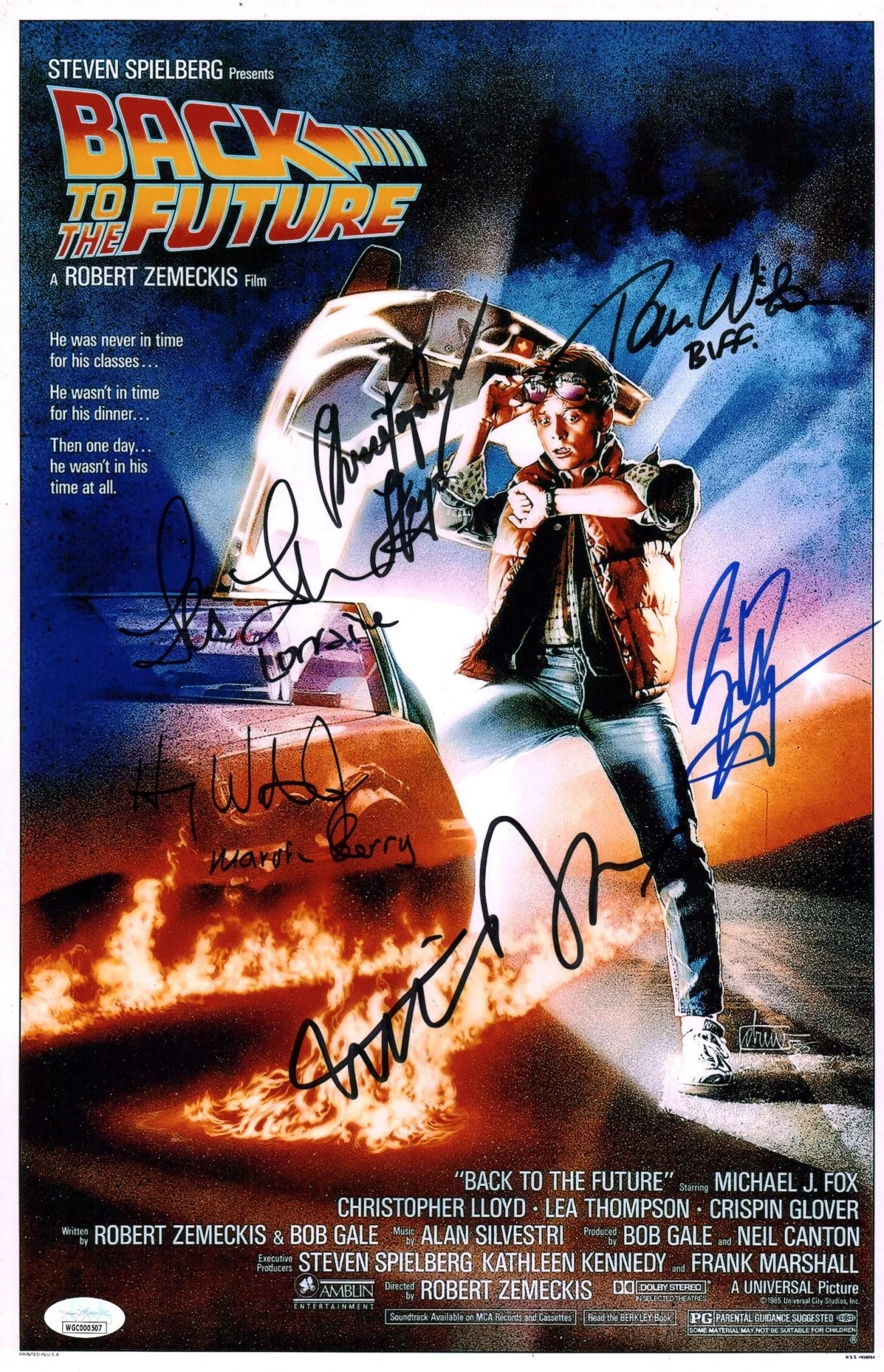 Back to the Future 11x17 Cast x6 Signed Fox Lloyd Waters Wilson Fullilove Thompson Photo Poster JSA Certified Autograph - Image 3