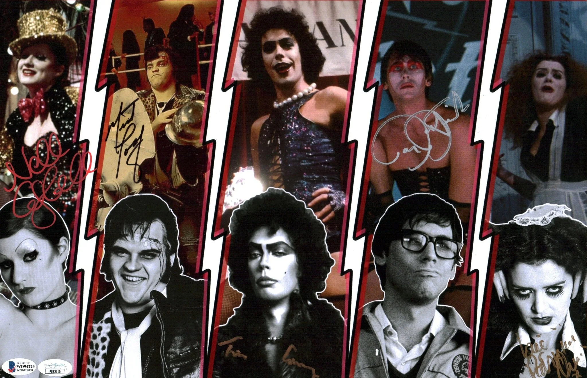 The Rocky Horror Picture Show 11x17 Photo Poster Cast x5 Signed  Bostwick, Campbell, Curry, Quinn, Meatloaf JSA Beckett Certified Autograph - Image 7