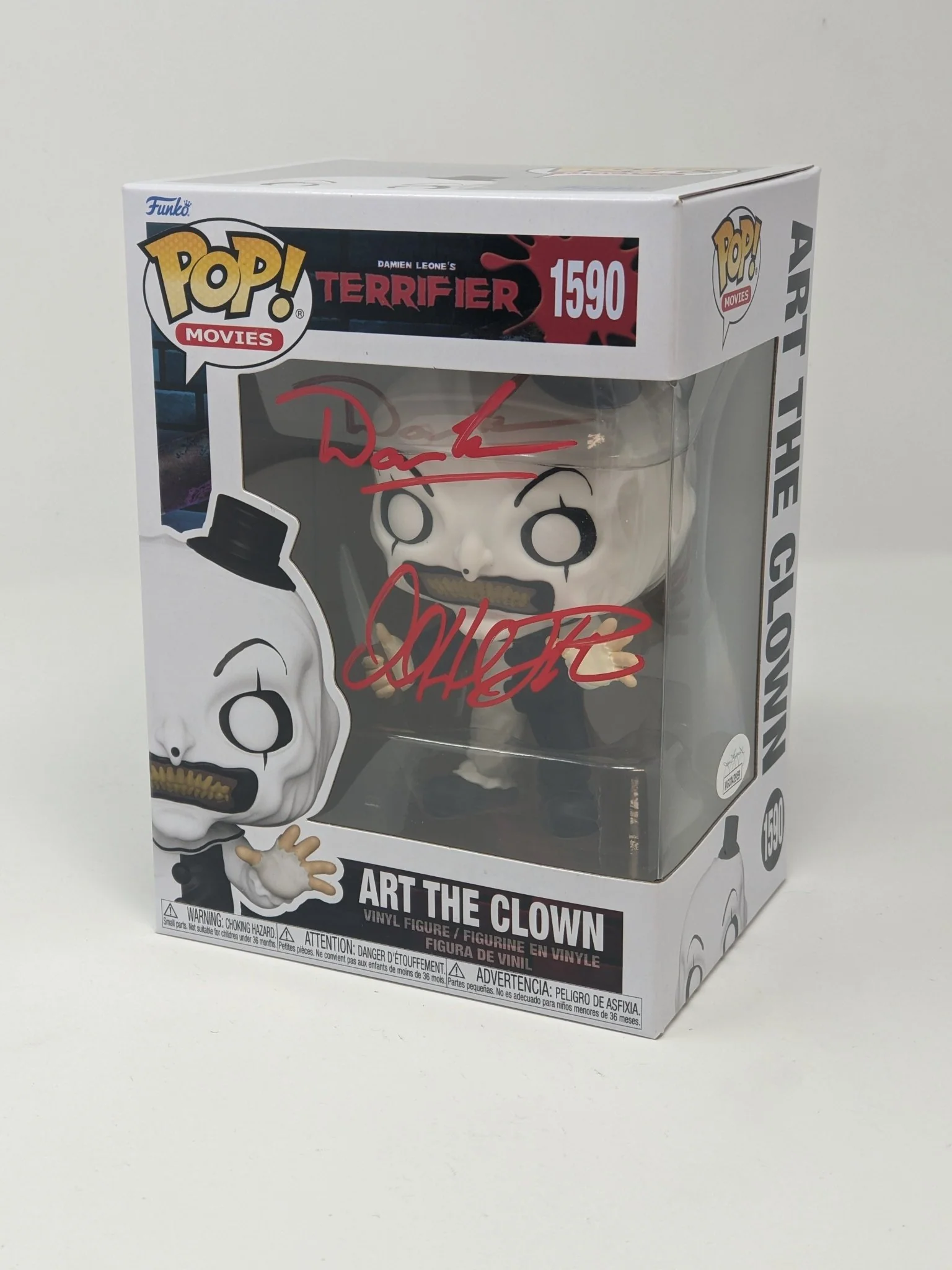 Terrifier Art The Clown #1590 Leone, Thornton Signed Funko Pop JSA Certified Autograph