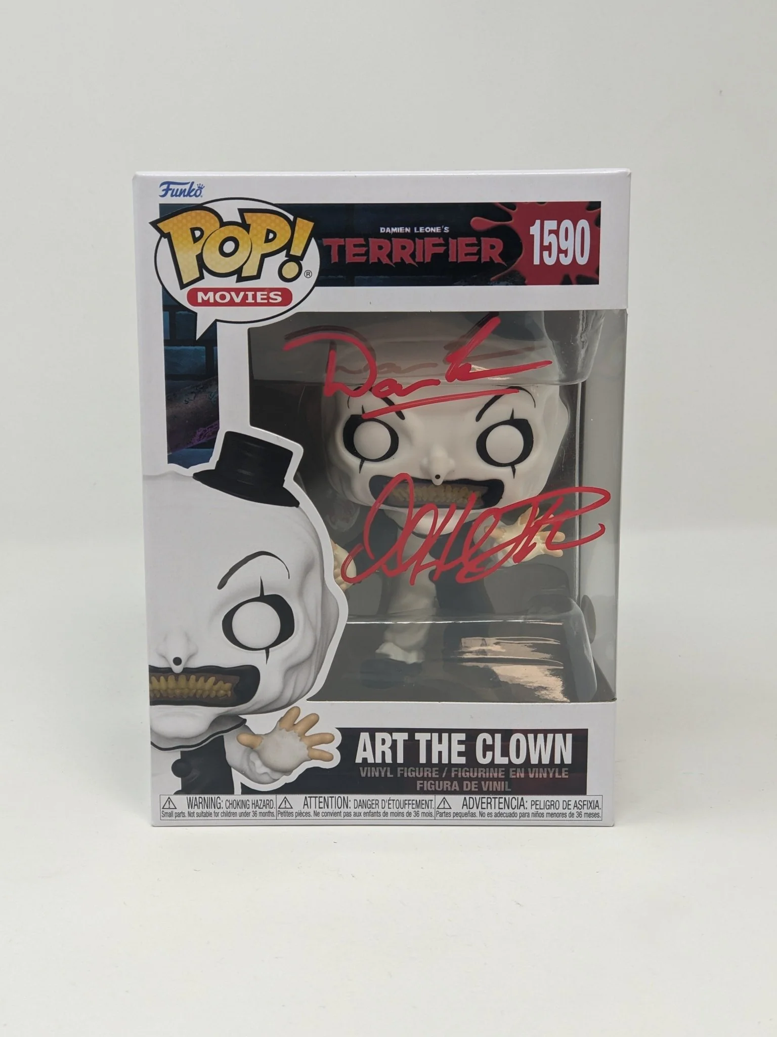 Terrifier Art The Clown #1590 Leone, Thornton Signed Funko Pop JSA Certified Autograph - Image 2
