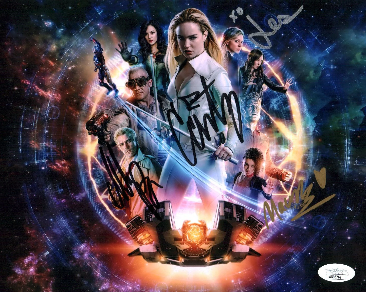 DC Legends of Tomorrow 8x10 Signed Photo Cast 4x Richardson-Sellers, Ryan, Macallan, Lotz JSA Certified Autograph