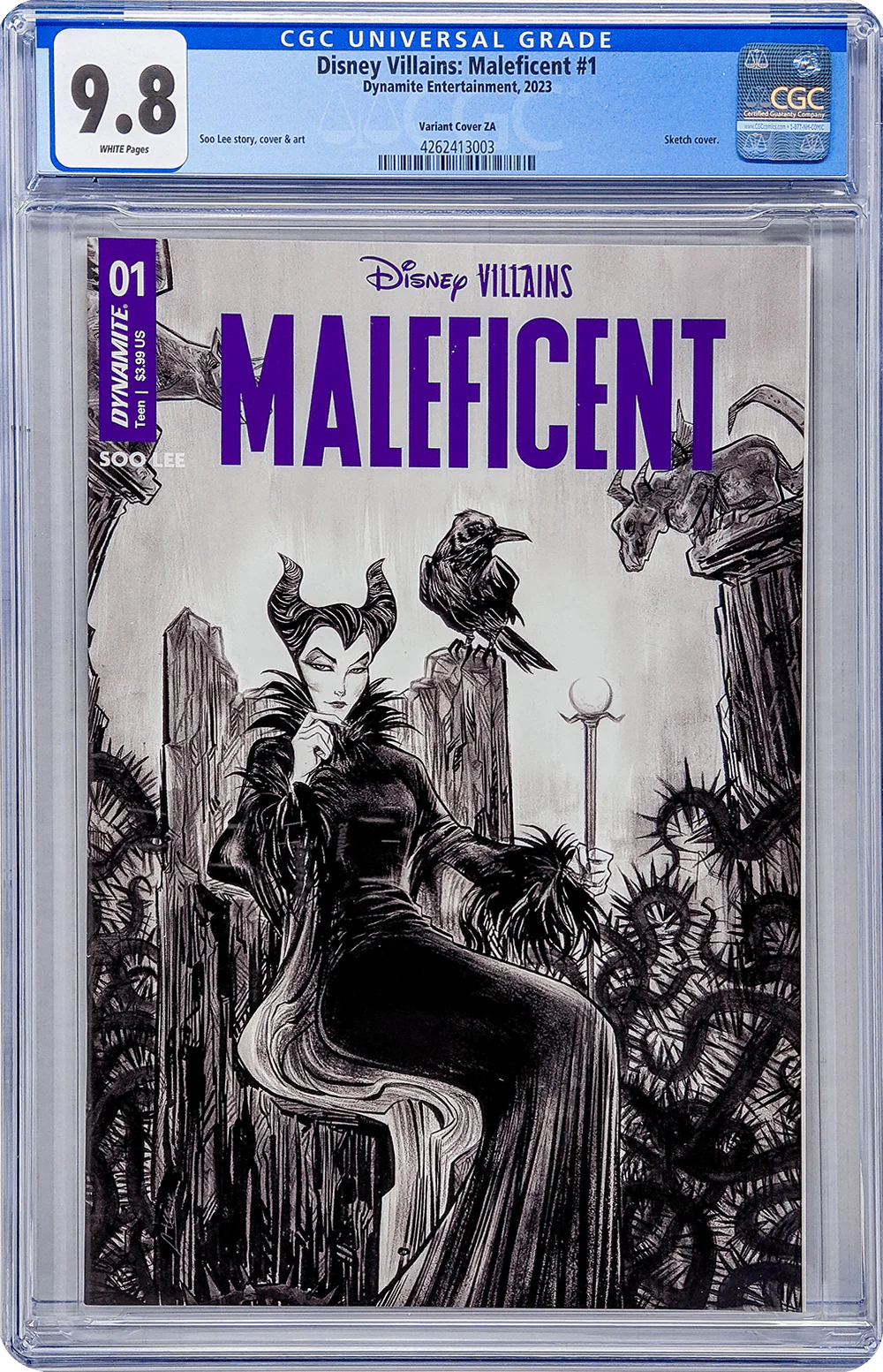 Disney Villains Maleficent #1 1:10 Lee B&W Variant CGC Universal 9.8 - Image 6