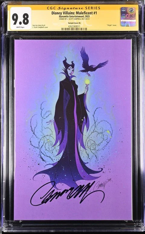Disney Villains Maleficent #1 1:250 Campbell Virgin Variant CGC Signature Series 9.8 Signed J. Scott Campbell - Image 2