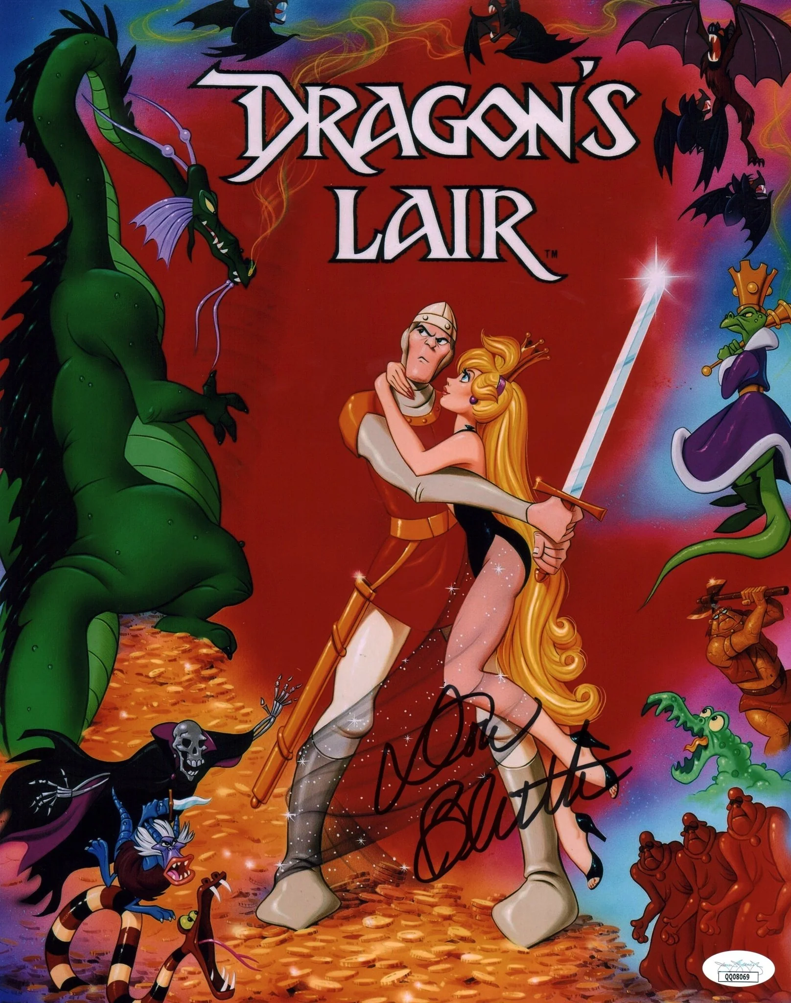 Don Bluth Dragon's Lair 11x14 Signed Photo Poster JSA Certified Autograph
