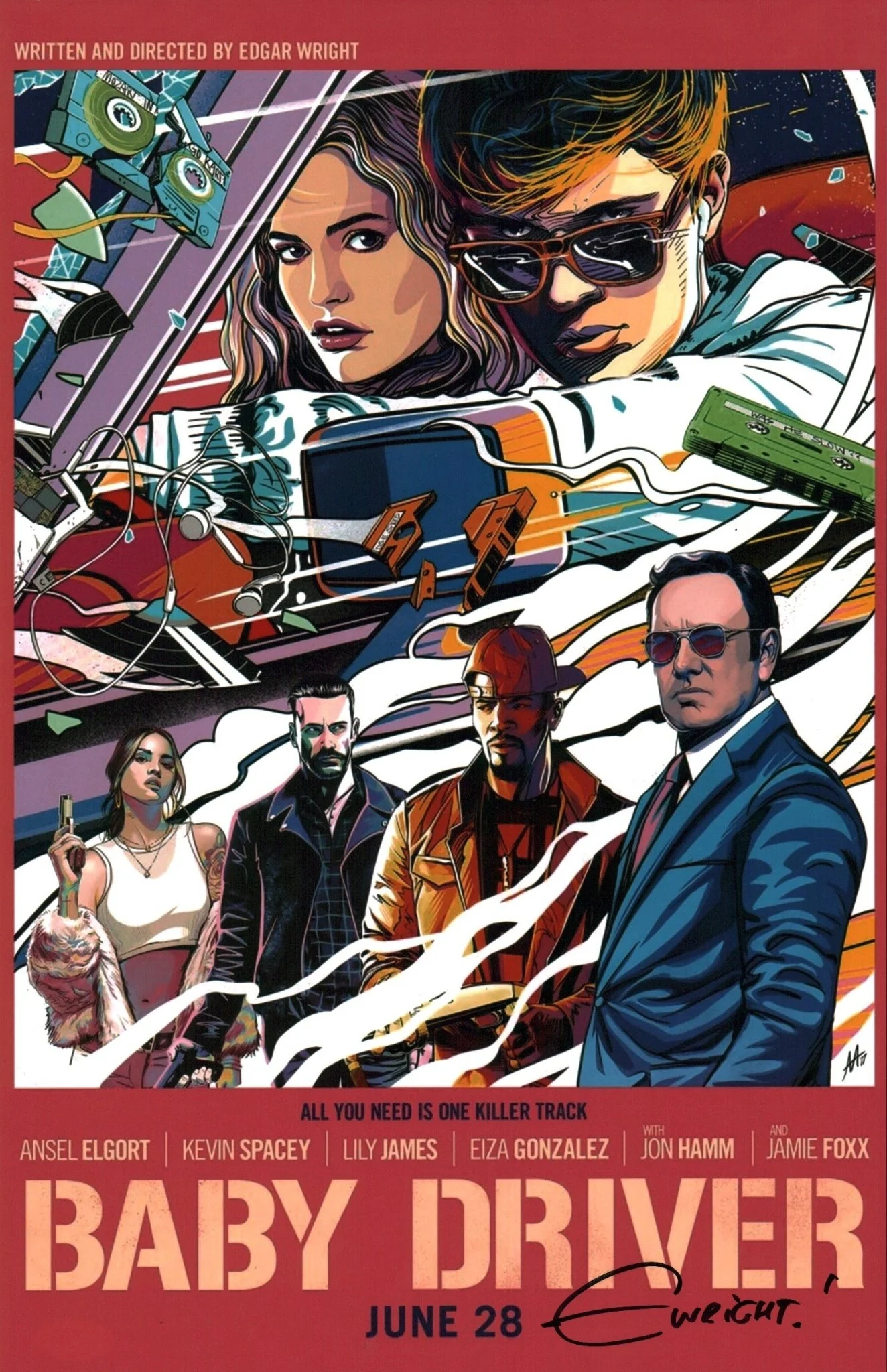 Edgar Wright Baby Driver 11x17 Photo Poster JSA Certified Autograph