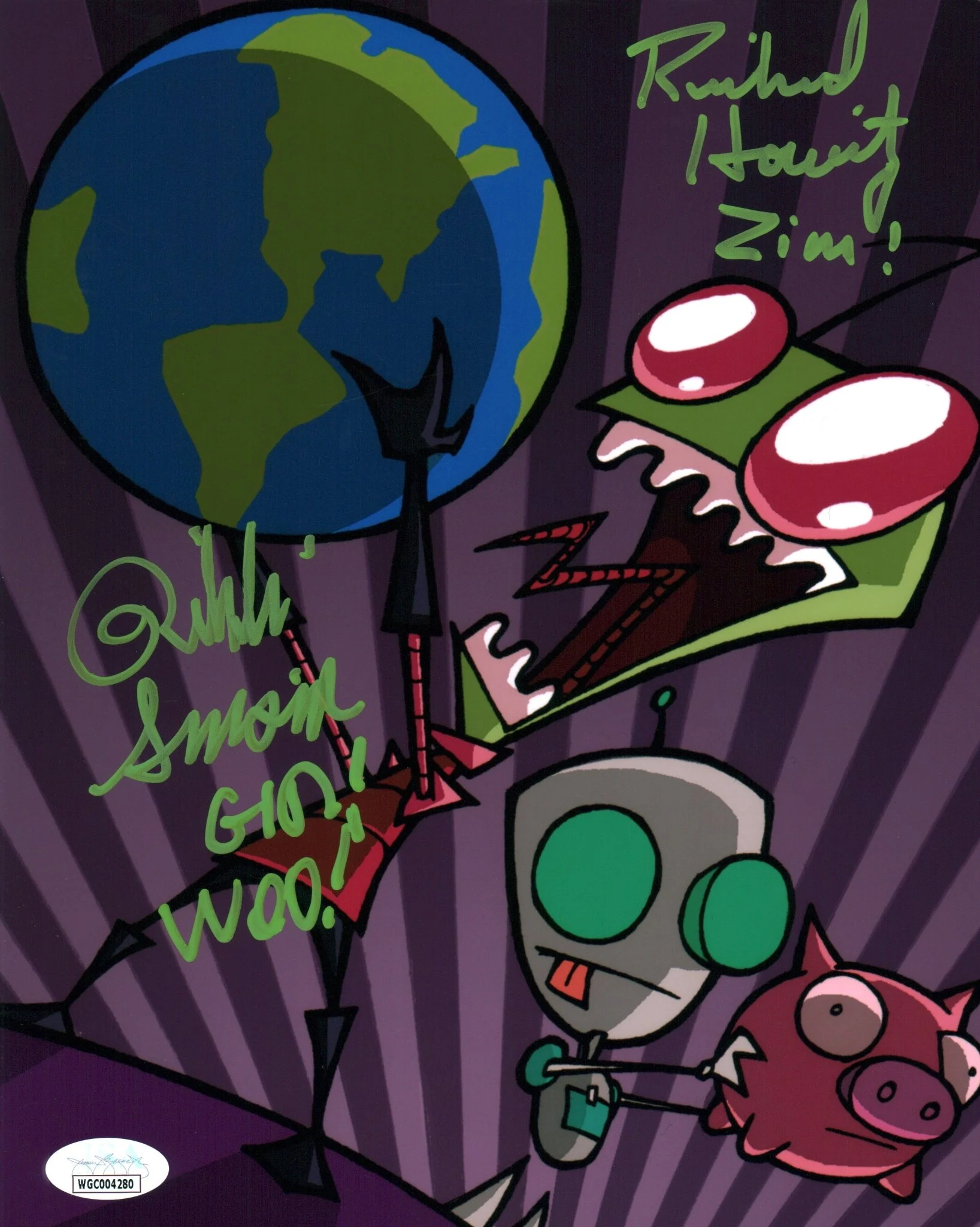 Invader Zim 8x10 Photo Cast x2 Signed Horvitz, Simons JSA Certified Autograph