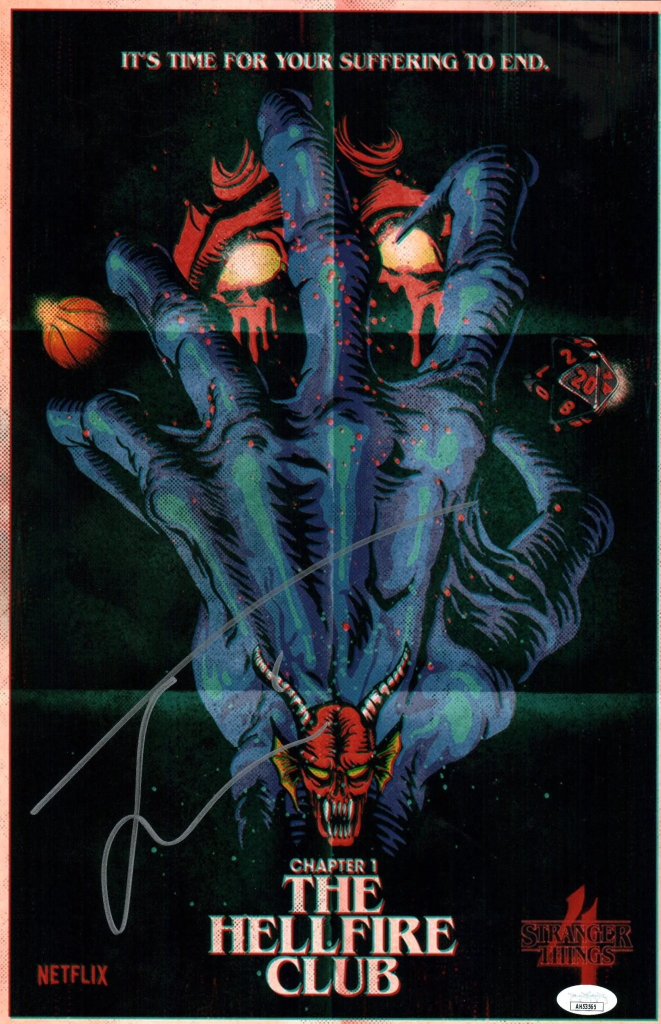 Joseph Quinn Stranger Things 11x17 Signed Photo Poster JSA Certified Autograph