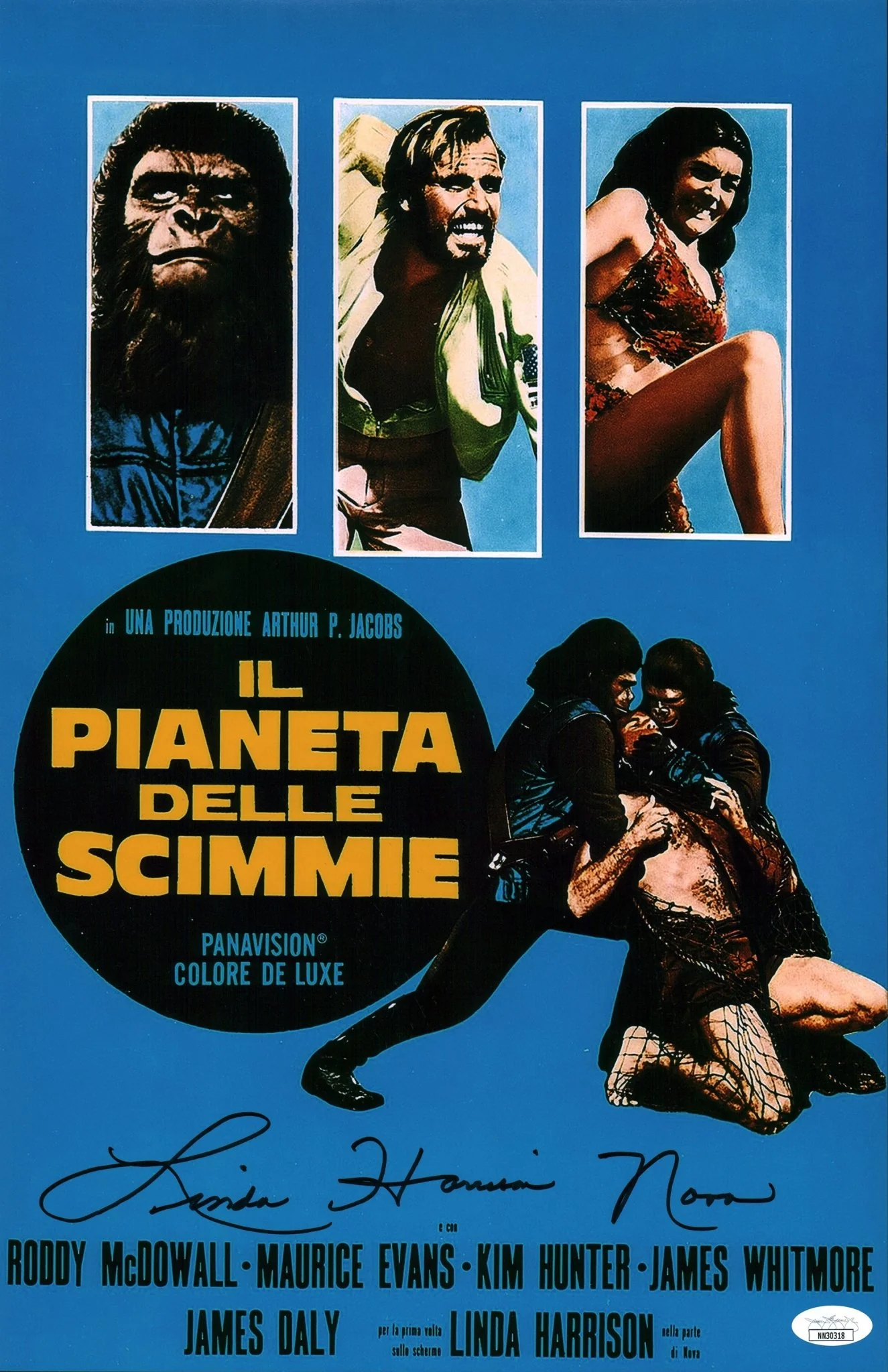 Linda Harrison The Planet of the Apes (Italian) 11x17 Photo Poster Signed JSA Certified Autograph