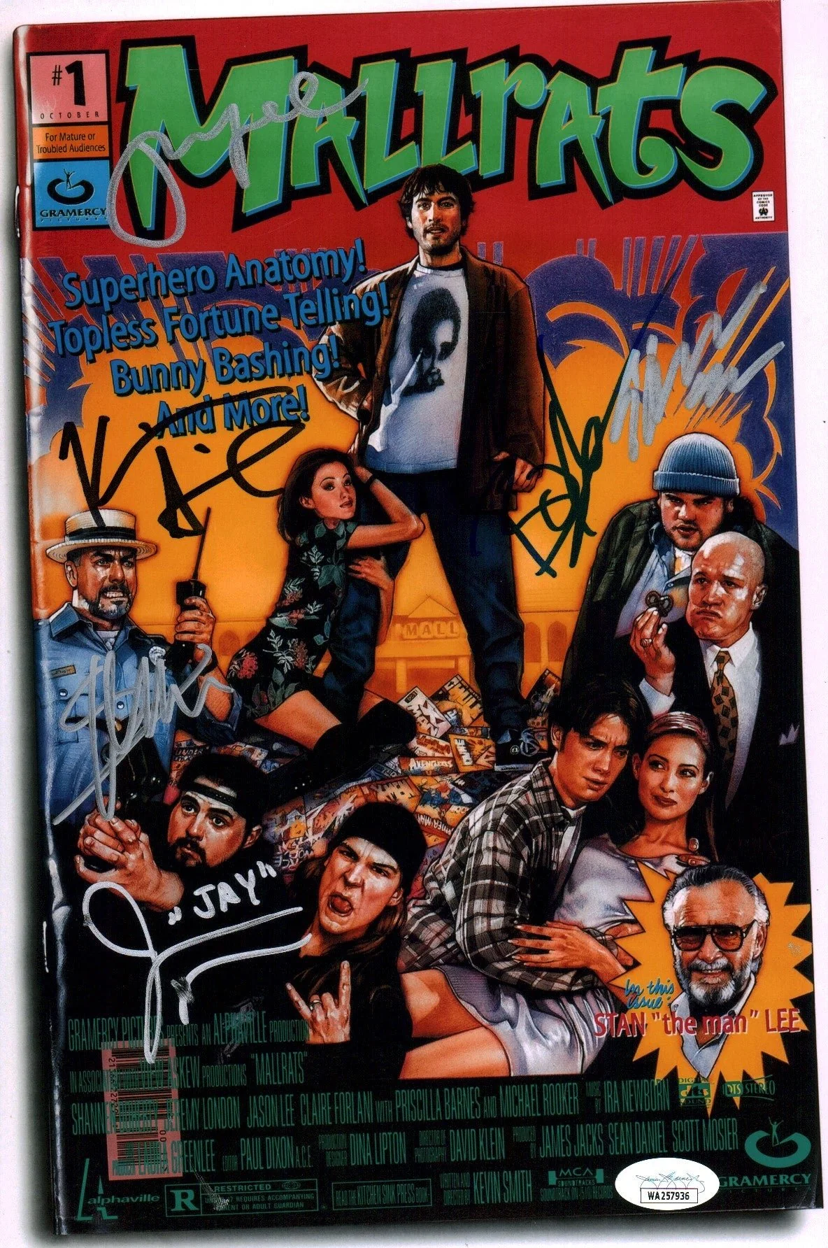Mallrats 8x12 Signed Cast Photo x6 Smith, Mewes, O'Halloran, Lee, Suplee ,Thorsen Certified JSA Autograph - Image 2