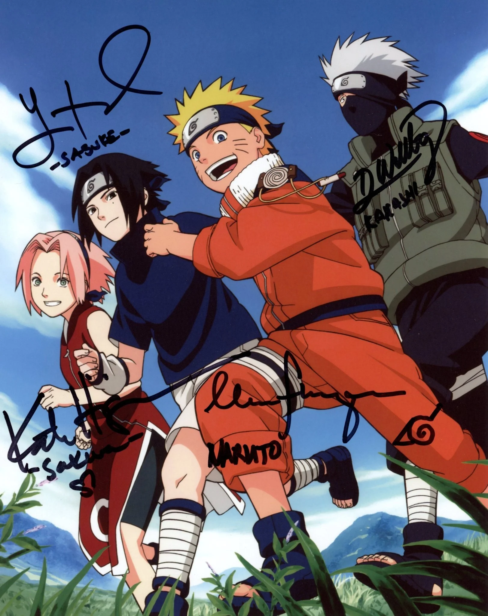 Naruto 8x10 Signed Cast Photo Flanagan, Lowenthal, Higgins, Wittenberg JSA Certified Autograph