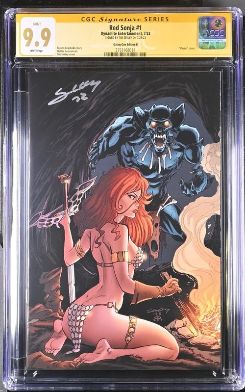 Red Sonja #1 GalaxyCon Edition B Dynamite Entertainment CGC Signature Series 9.9 Signed Tim Seeley - Image 3