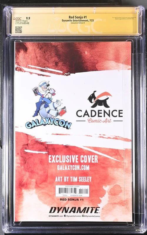 Red Sonja #1 GalaxyCon Edition B Dynamite Entertainment CGC Signature Series 9.9 Signed Tim Seeley - Image 7