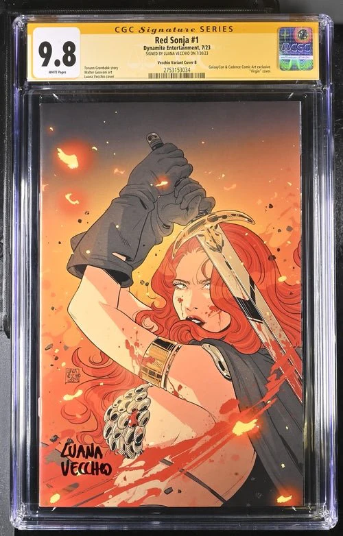 Red Sonja #1 Cover B Galaxycon Exclusive Virgin Variant Dynamite Entertrainment CGC Signature Series 9.8 Signed Luana Vecchio - Image 2