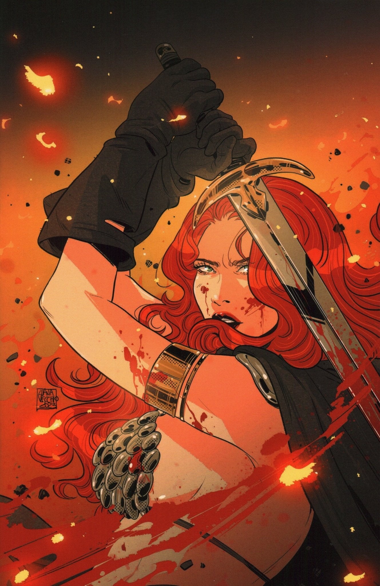 Red Sonja #1 Exclusive GalaxyCon Luana Vecchio Spot Foil Virgin Variant Comic Book - Image 2