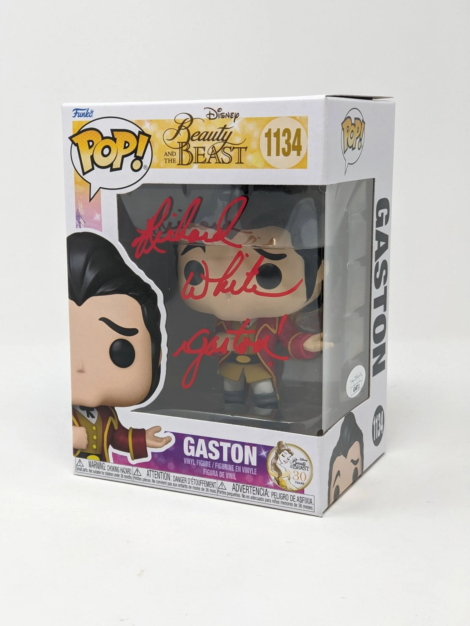 Richard White Disney Beauty and the Beast Gaston #1134 Signed Funko Pop JSA Certified Autograph