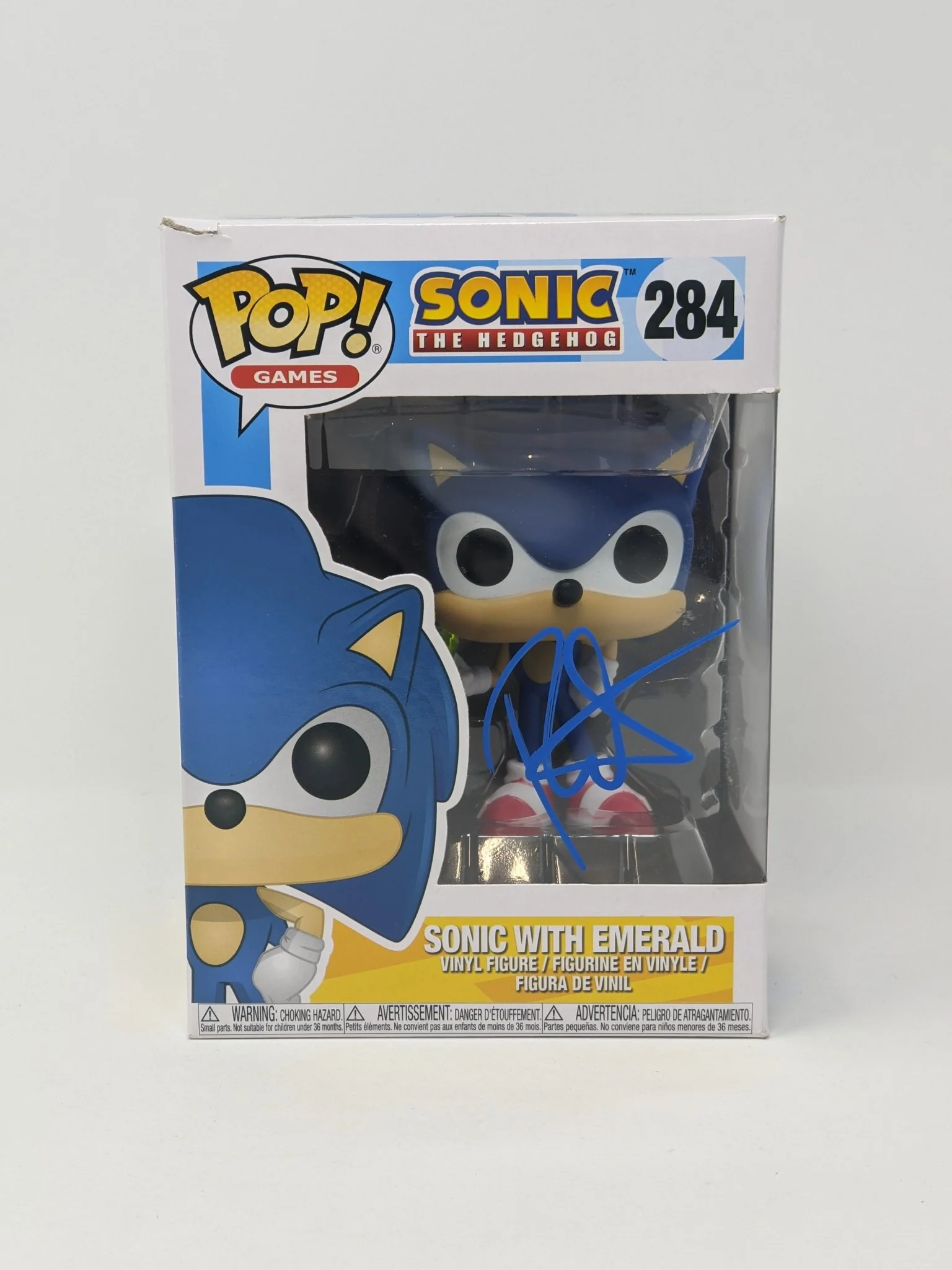 Roger Craig Smith Sonic the Hedgehog with Emerald #284 Signed Funko Pop JSA Certified Autograph - Image 2