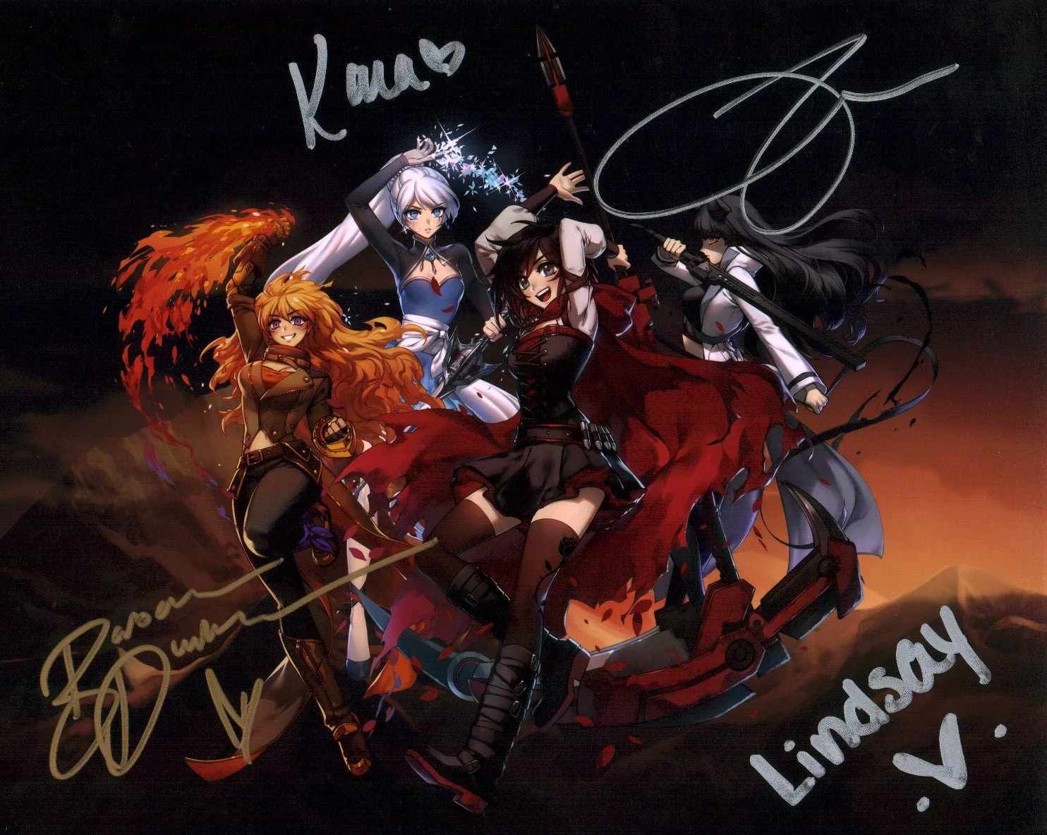 RWBY 8x10 Photo Cast x4 Signed Jones, Dunkelman, Eberle, Zech JSA Certified Autograph