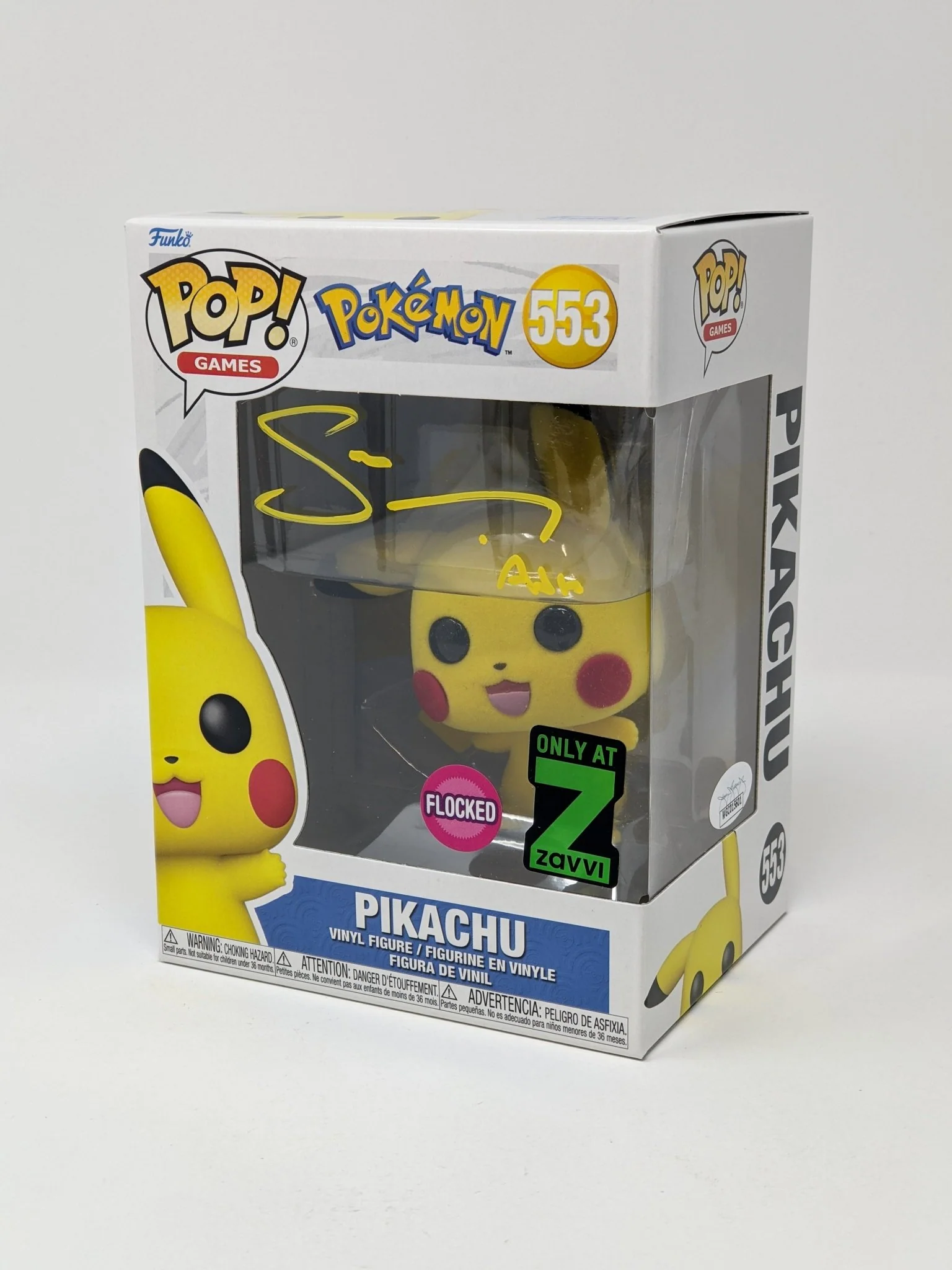 Sarah Natochenny Pokemon Exclusive Flocked Pikachu #553 Signed Funko Pop JSA Certified Autograph