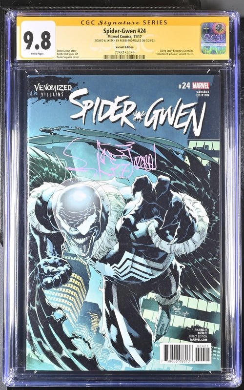Spider-Gwen #24 Venomized Villains Variant Marvel Comics CGC Signature Series 9.8 Signed & Sketch Robbi Rodriguez - Image 9