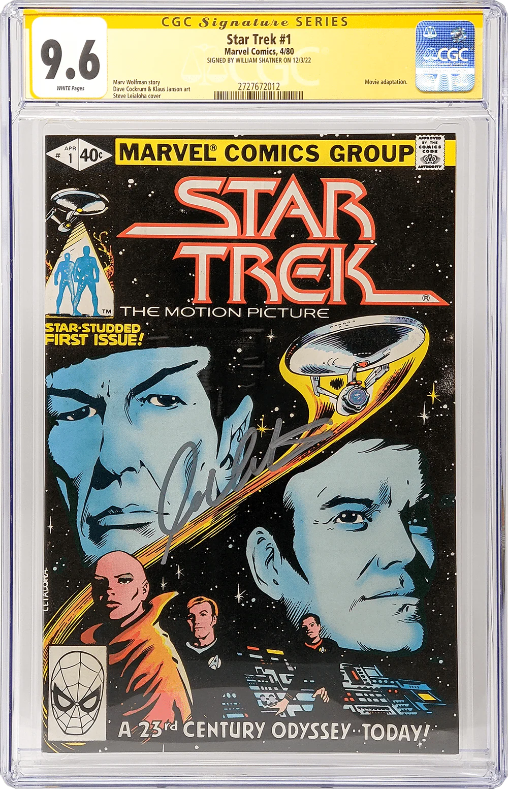 Star Trek #1 Marvel Comics CGC Signature Series 9.6 William Shatner - Image 2