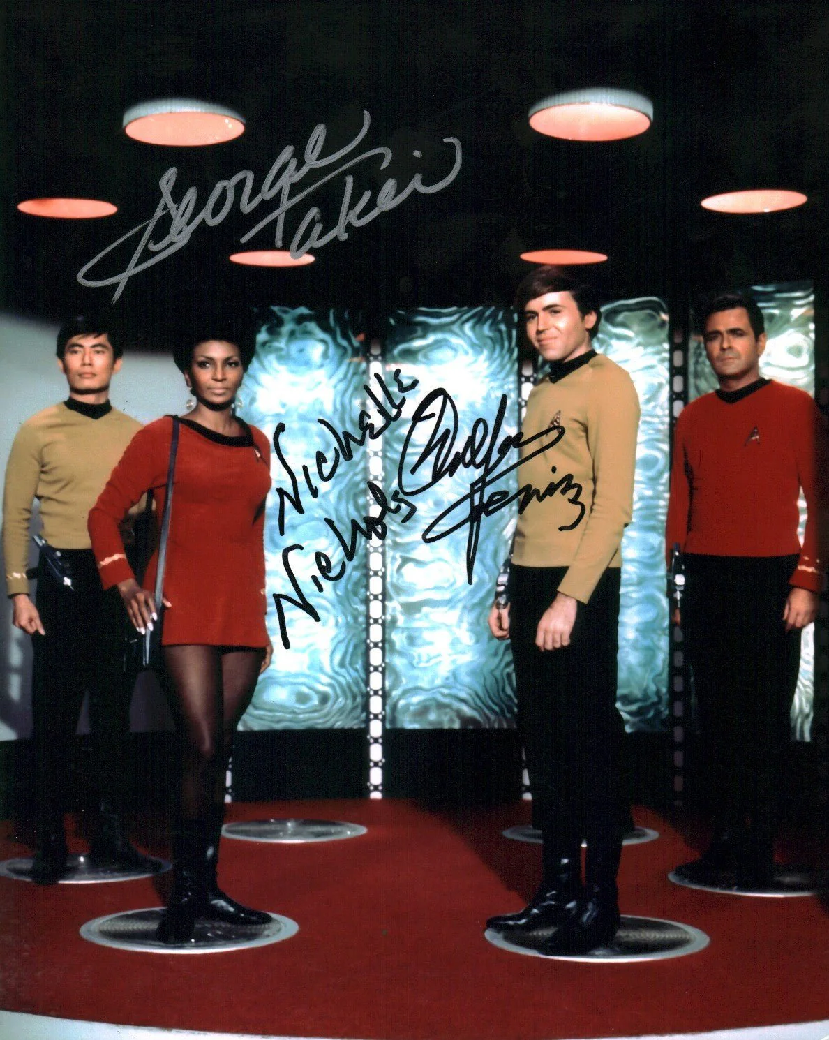Star Trek 8x10 Photo Cast x3 Signed Takei Nichols Koenig JSA Certified Autograph