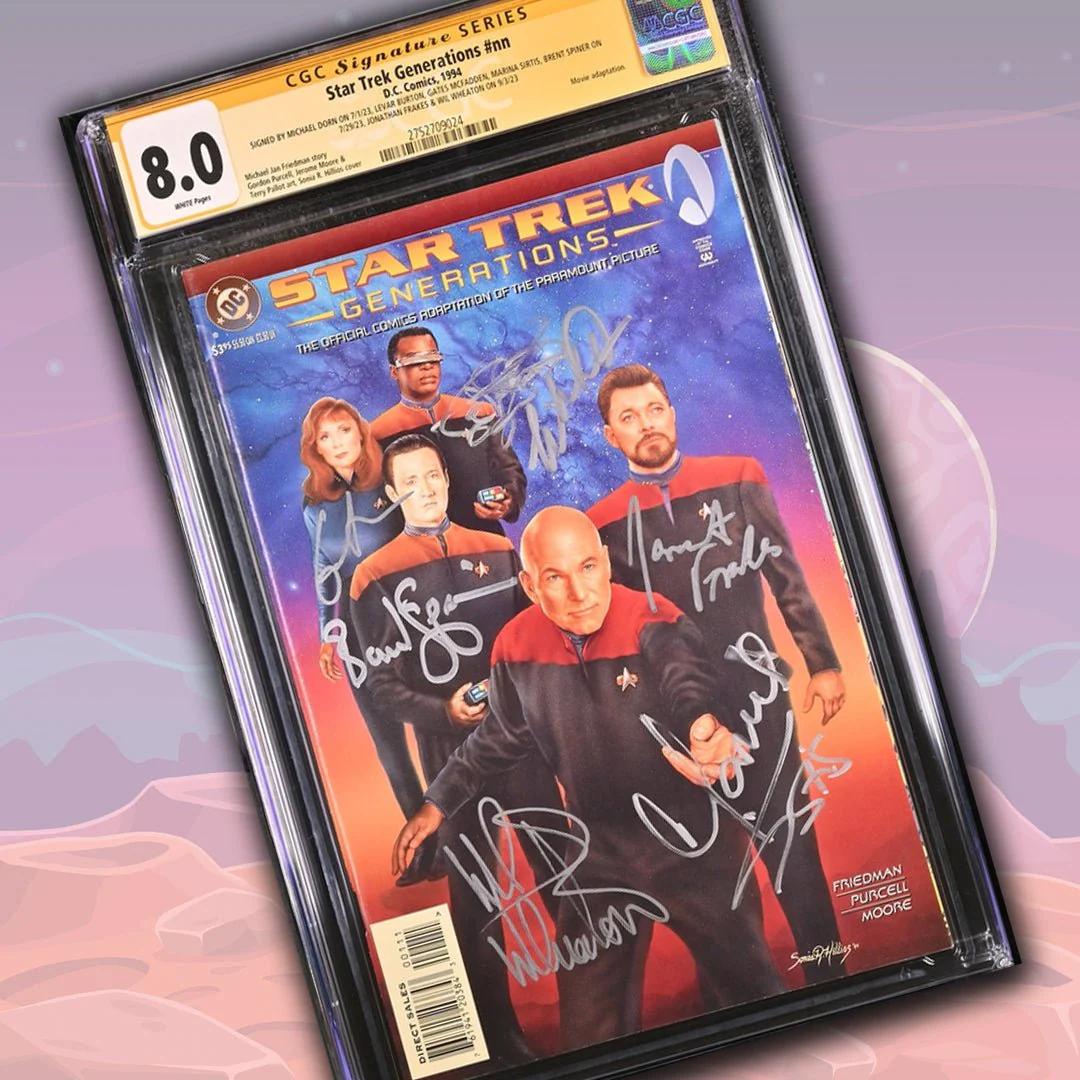 Star Trek Generations #nn DC Comics CGC Signature Series 8.0 Cast x7 Signed Dorn, Burton, Sirtis, Spiner, Frakes, McFadden, Wheaton