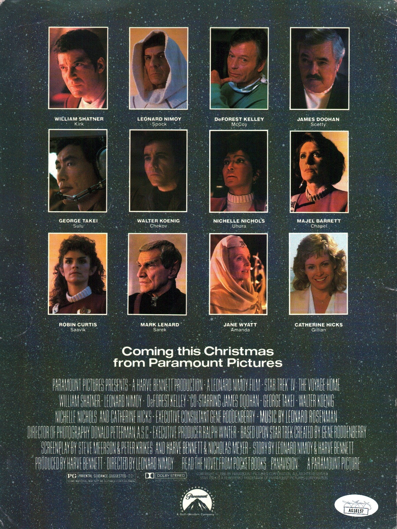Star Trek: The Voyage Home 1986 Program Booklet Cast Signed Shatner, Koenig, Takei JSA Certified Autograph - Image 2