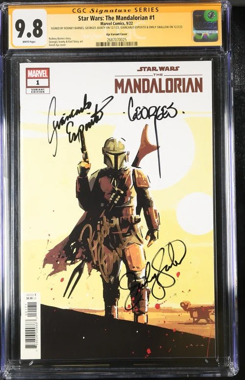 Star Wars: The Mandalorian #1 Aja Variant Marvel Comics CGC Signature Series 9.8 Signed x4 by Barnes, Jeanty, Esposito, Swallow - Image 4
