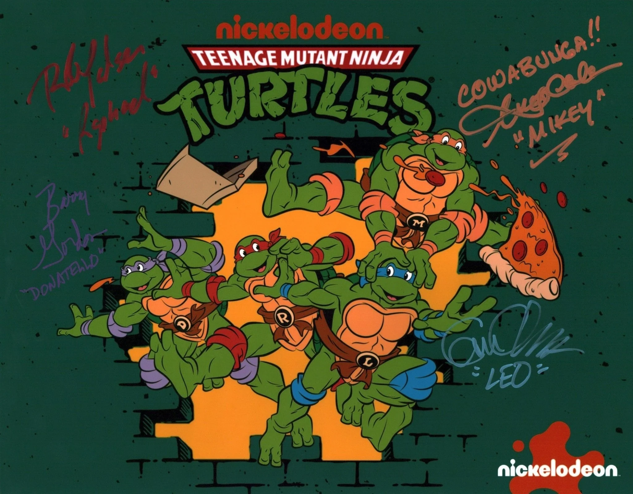 Teenage Mutant Ninja Turtles 11x14 Photo Poster Cast x4 Signed Clarke, Gordon, Coleman, Paulsen JSA Certified Autograph