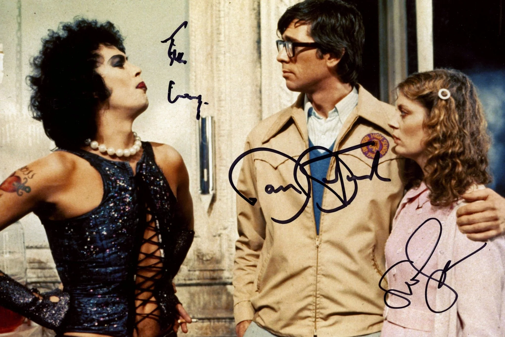 The Rocky Horror Picture Show RHPS 8x12 Curry Bostwick Sarandon Cast Signed Photo JSA Certified Autograph