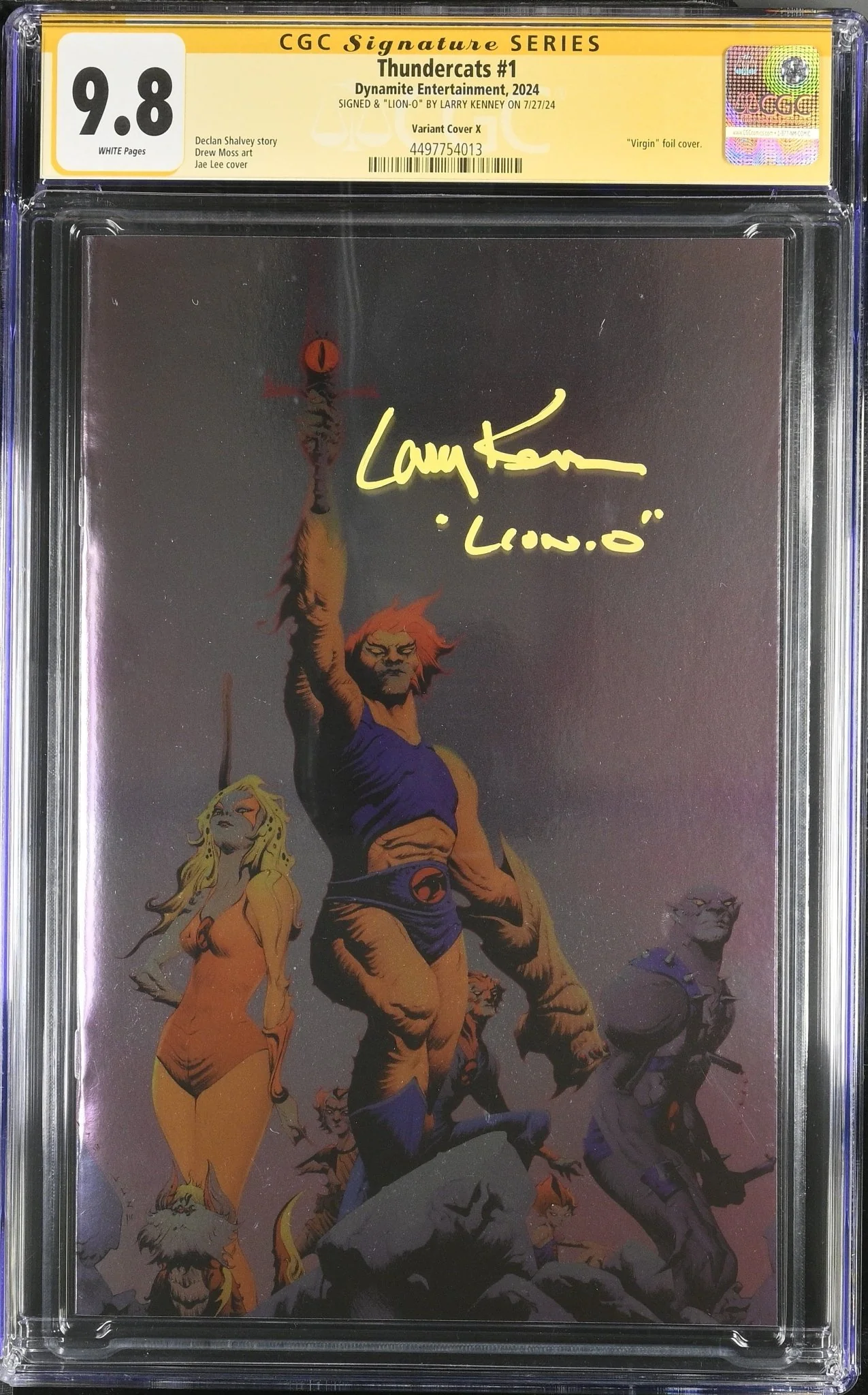 Thundercats #1 Variant Foil Cover X Dynamite Comics CGC Signature Series 9.8 Signed Larry Kenney